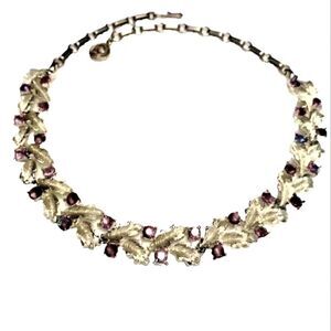 Vintage Lisner Necklace, Pink Rhinestones, Signed, Brillant NWOT